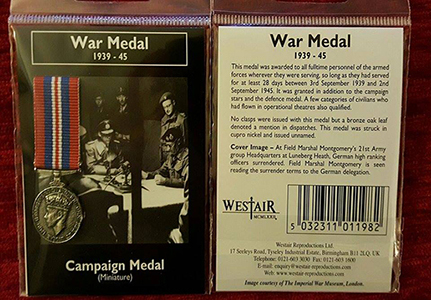 Miniature 1919-45 War Medal Replica